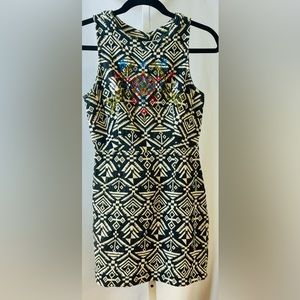 ASTR Geometric Open Back Sleeveless Mini Dress‎ Black White 100% Cotton Size S